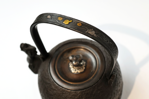 Ryubundo Iron Kettle Pot with Silver-Inlaid Handle and animal-shaped Spout【龙文堂·挫金银兽口】