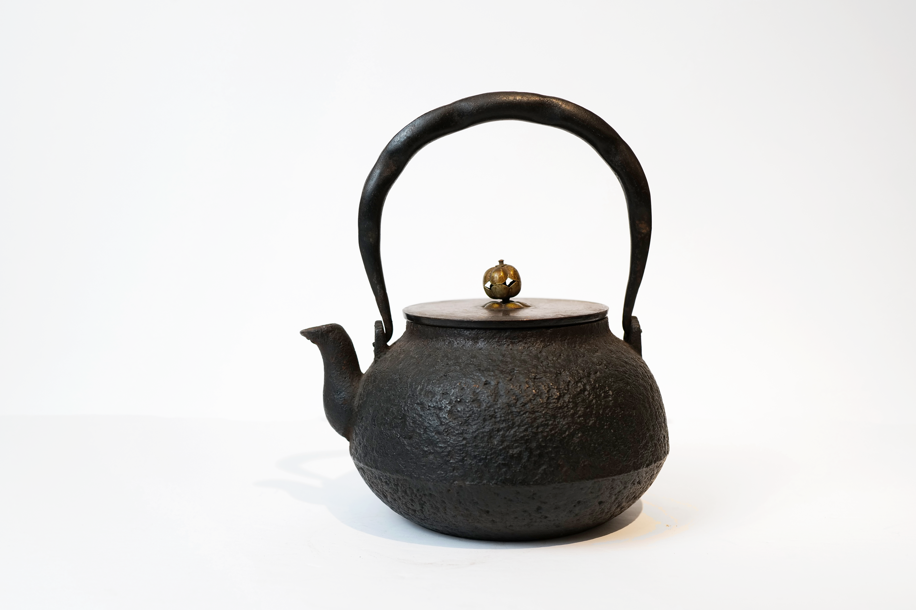 Banryudo Iron Kettle Pot with Peapod-shaped Handle【万龙堂 · 橘皮铁壶】