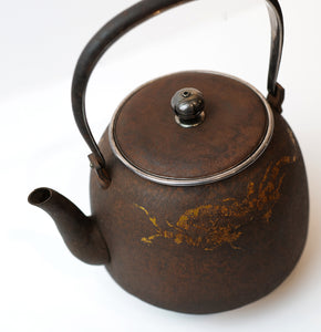 Edo Period Bronze Covered Silver Kettle with Dragon Pattern【铁打出·云龙镶嵌 】