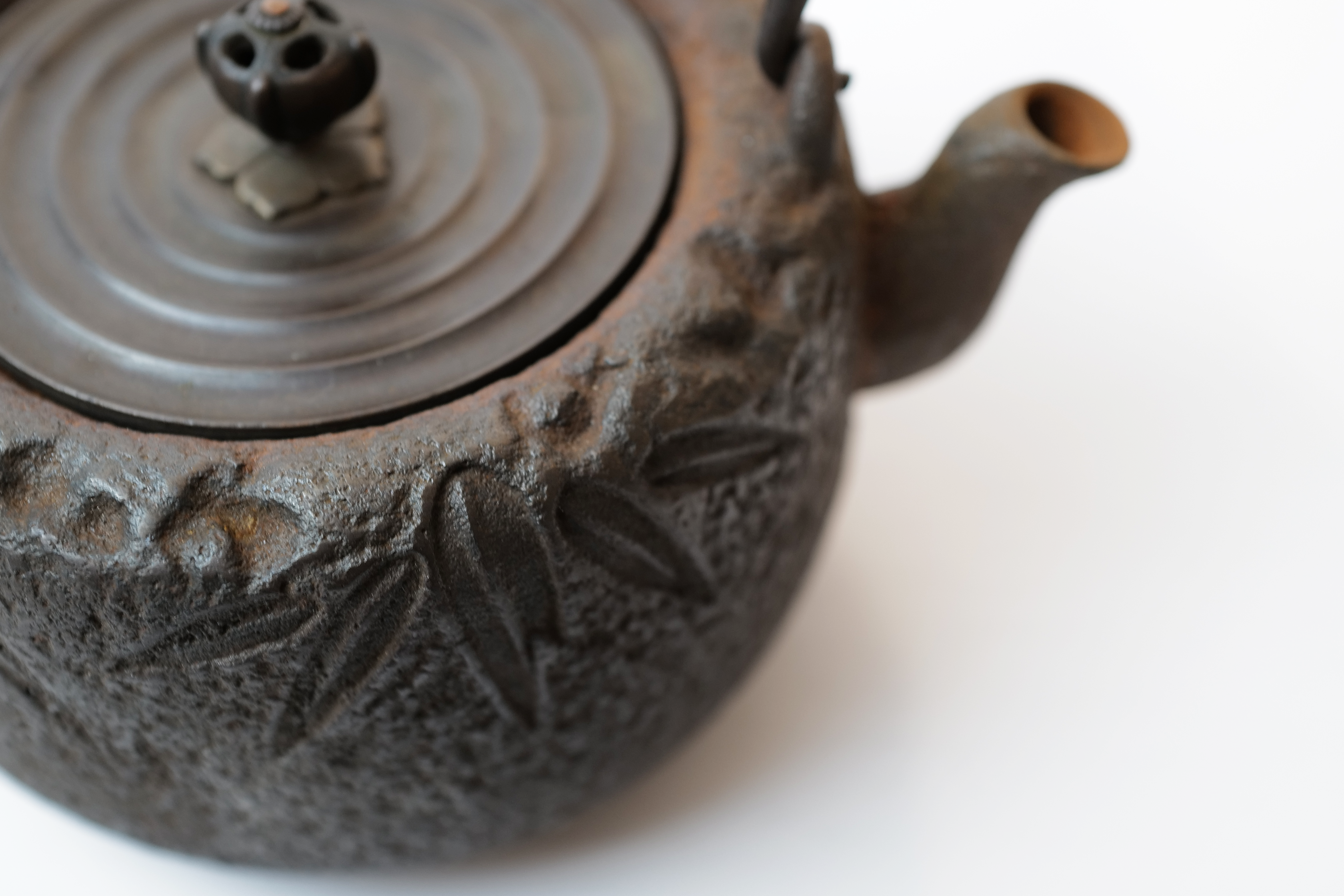 Iron Tea Kettle with Patterns of Bamboo Leaves【竹叶纹铁壶 